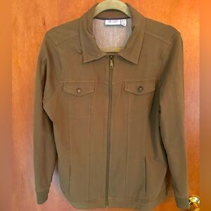 Denim & Company olive green zip up jacket size M